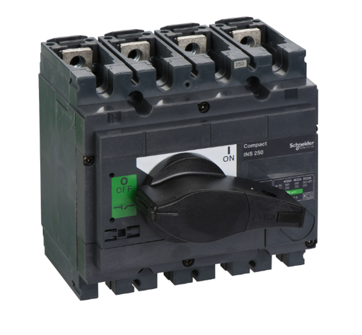 [31107] 31107 interrupteur-sectionneur, Compact INS250 , 250 A, version standard avec poignée rotative noire, 4 pôles